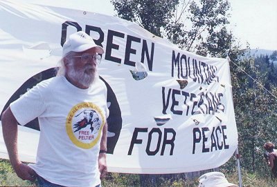 Will with Vets for Peace Banner at Bread & Puppet 1997